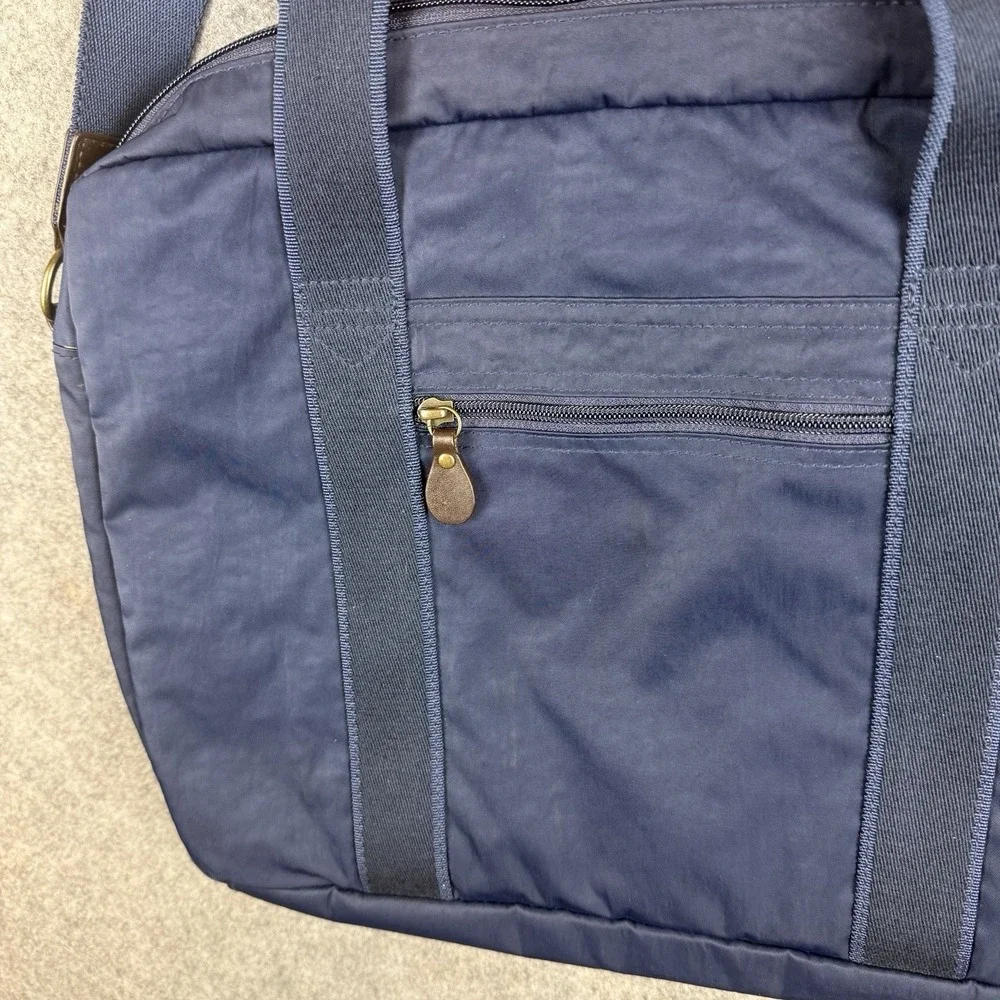 J. Crew Messenger Laptop Bag Satchel Blue Nylon Nylon Water Repellent Pockets